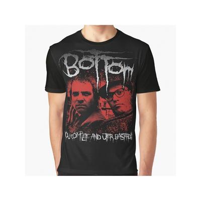 Men'S Rik Mayall Bottom TV Show T-Shirt Iconic British Comedy Series Outfit with Iconic Characters & Bottomy Drip Text Print, Casual Round Neck Tee