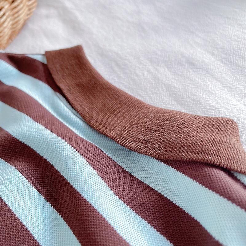 Детский модный мультяшный полосатый комплект с короткими рукавами и шортами, пляжный повседневный весенне-летний костюм для мальчиков, майка без рукавов + шорты