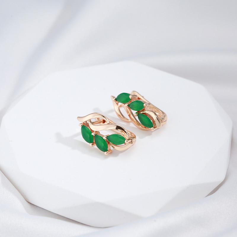 Новые серьги-листья для женщин, роскошные серьги золотого цвета с зеленым цирконом, милые винтажные серьги-капли, ювелирные изделия