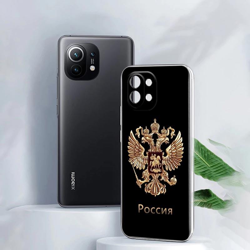 Чехол с эмблемой российского флага для Xiaomi Mi 11 Note 10 10T 9 9T 12 Pro Lite Poco X3 F3 M3, прозрачный чехол Redmi 9 9A 9C 10, чехлы