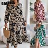 Autumn and Winter Casual Flower-shaped Waist-cinching Long-sleeved Ruffled Dress Women's Wear