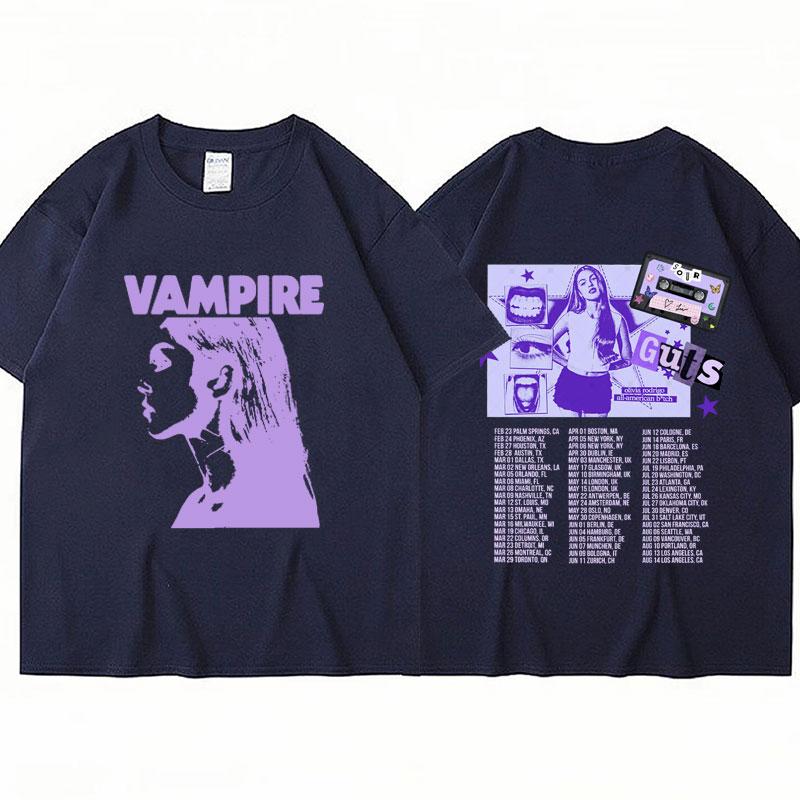 Sour Vampire Guts Concert Tour 2024 Футболка Мужская Женская Мода Хип-Хоп Стиль Короткий Рукав Хлопок Повседневная Свободная Уличная Футболка Подарки