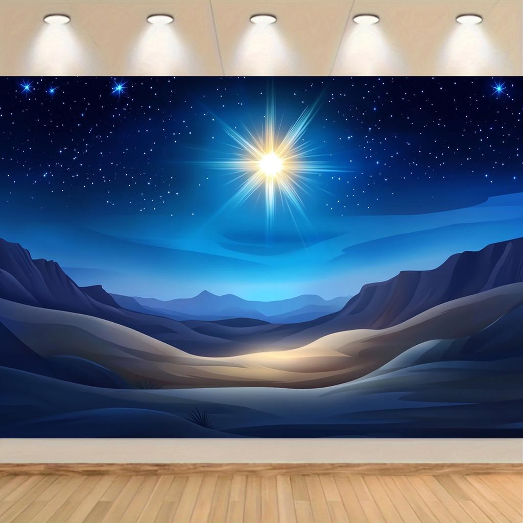 Starry Night Christmas Scene Background is very suitable for Christmas housewarming celebrations anniversaries etc