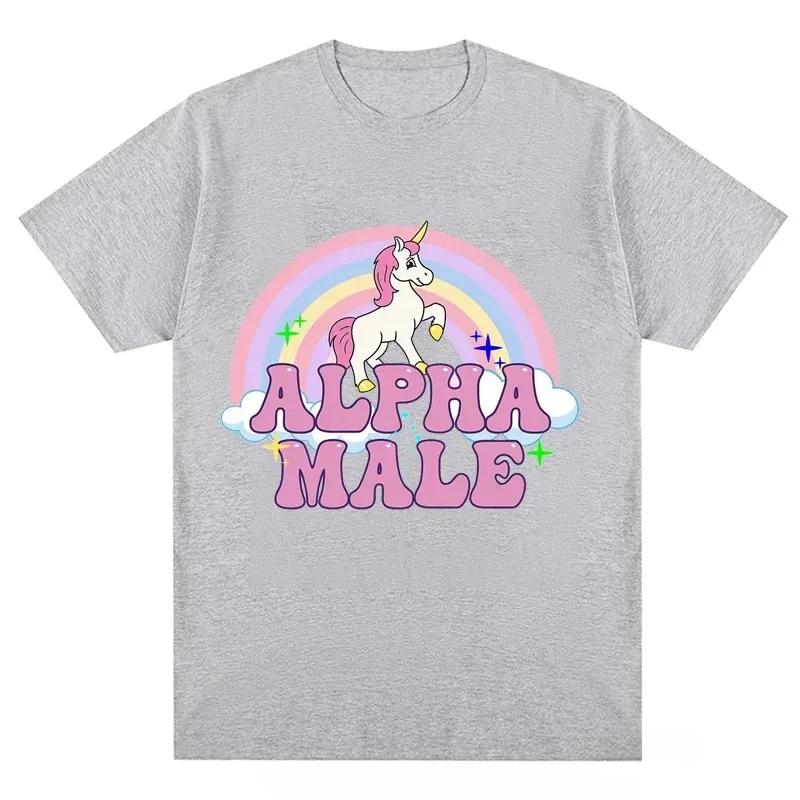 Male Unicorns Tee Rainbow Graphic Tees Funny Tshirts Women Fashion Hip Hop Alpha Men Tops 100 Cotton Unisex Aesthetic Clothing