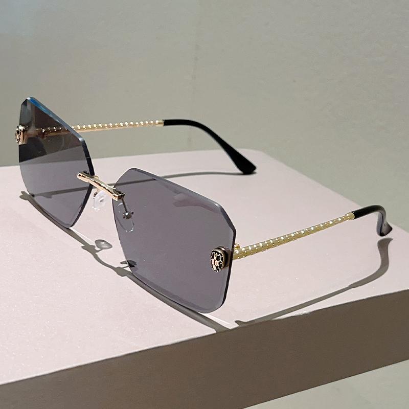 Квадратные солнцезащитные очки без оправы Новинка Модные Градиентные Повседневные Солнцезащитные очки Женские Трендовый Дизайн Роскошного Бренда Декор Оттенки