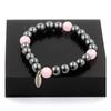 Stones and Minerals. Hematite + Rose Quartz Pearl Bracelet 8 Mm. Made In France.