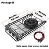 Metal roof rack with 4 LED lights for 1:10 RC Rock Crawler SCX10II 90046 90047 SCX10 D90 Wrangler Trx4 luggage rack