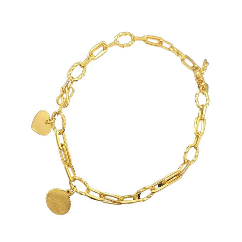 ANENJERY Браслет Heart Love для женщин и девушек, модный винтажный позолоченный браслет на день Святого Валентина, ювелирные изделия для влюбленных, женские праздничные подарки