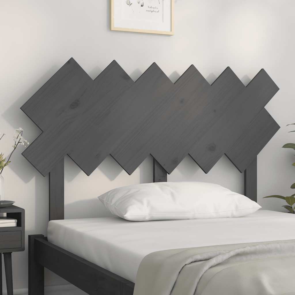 Bed Headboard Gray 122.5 x 3 x 80.5 cm Solid Pine Wood