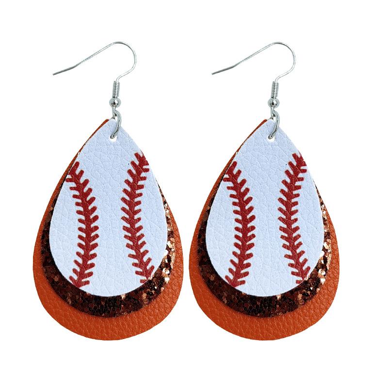 Baseball Leather Earrings, Football Football Basketball Leather Earrings