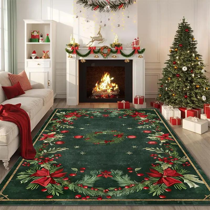 Festive Christmas Tree Carpet for Home Entryway Non Slip Floor Mat Bedroom Decor Living Room Area Rug Christmas Gifts