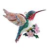 Hummingbird Christmas Ornaments Glitter Rhinestones Floral Hummingbird Ornaments for Christmas Tree 2D Acrylic Keepsake Gifts for Bird Lovers