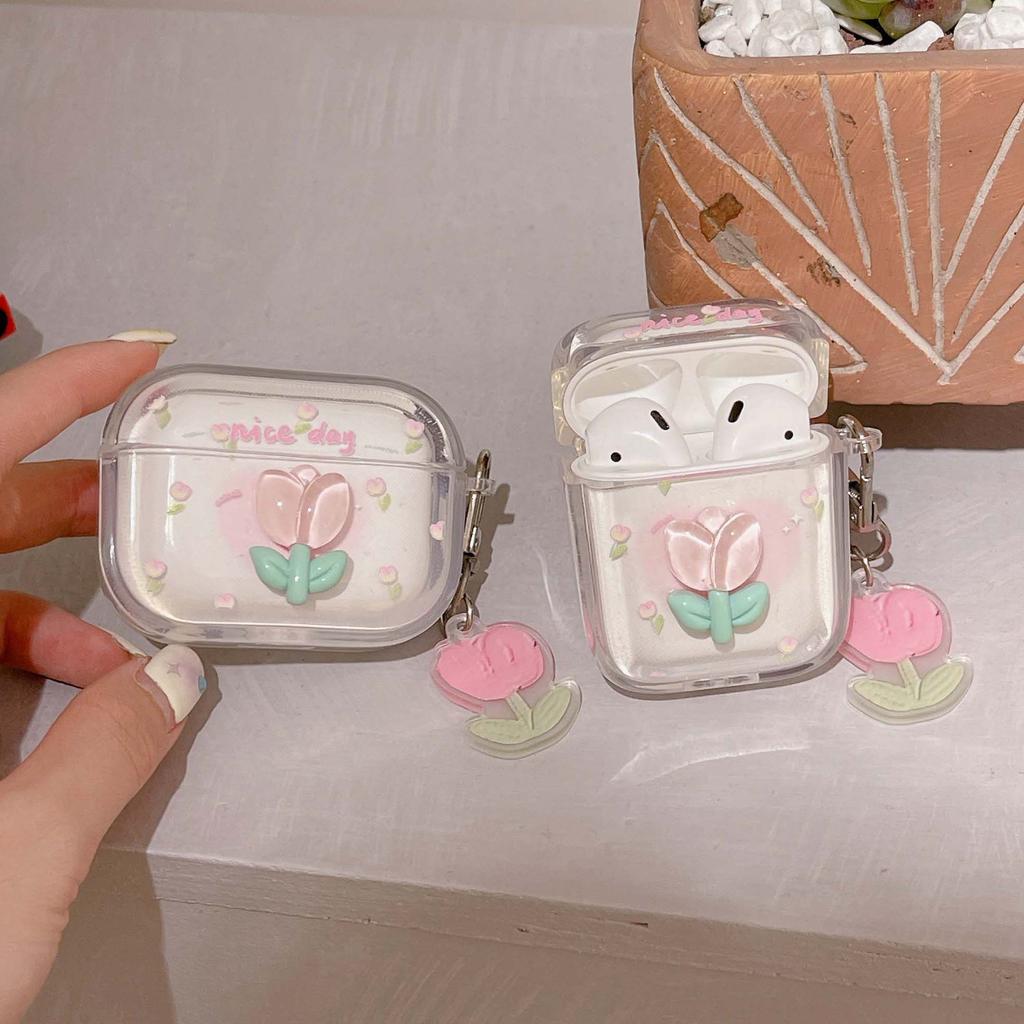 Беспроводная зарядная коробка Bluetooth с мультяшным 3d цветком для Apple Airpods 3 Pro 2nd 2 1, милый брелок для ключей, чехол для наушников Conque Capa