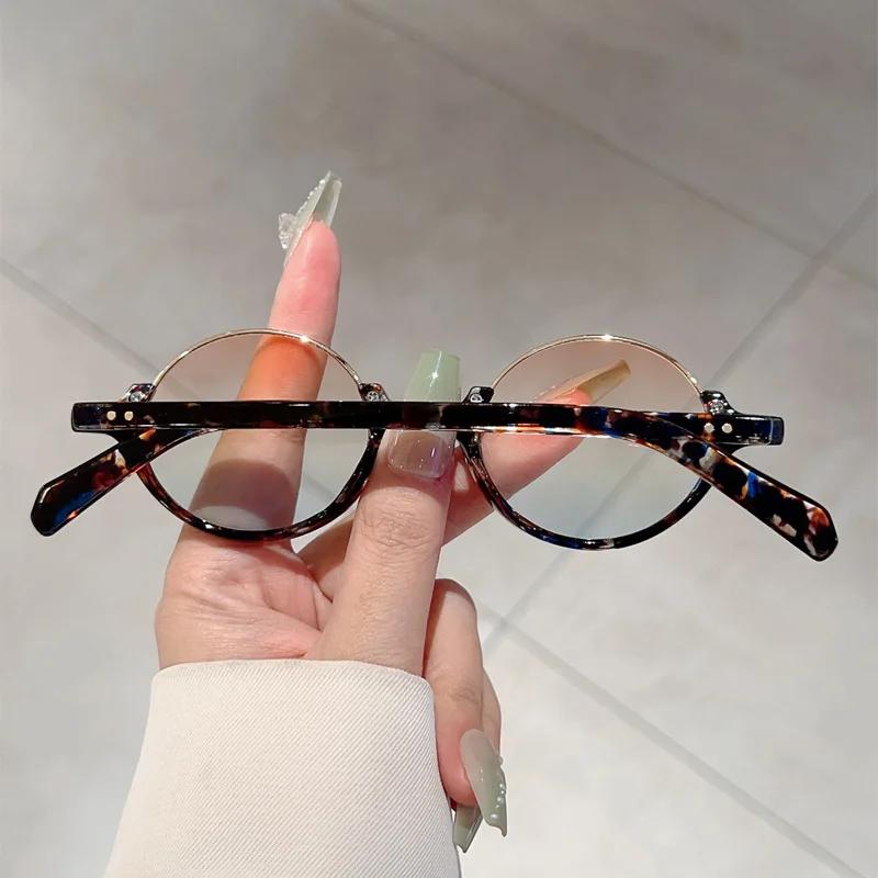 Retro Half Frame Round Sunglasses Trendy Punk Hip Hop Fashion Sunglasses Women'S Fashion Street Shooting Trend Hundred Uv400