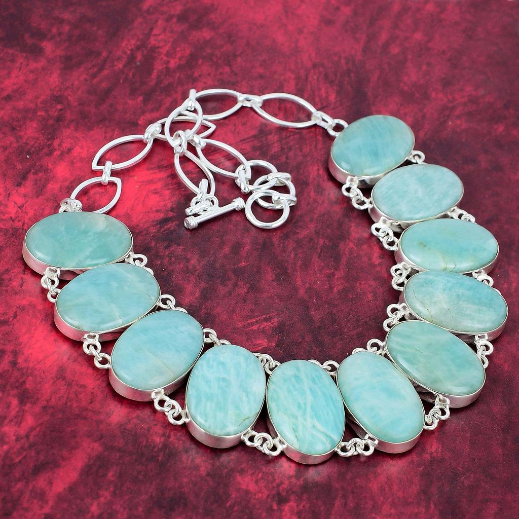 Beauteous Amazonite Gemstone Jewelry, Handmade Bracelet & Necklace Jewelry Set, 925 Solid Sterling Sliver Jewelry For Thanksgiving