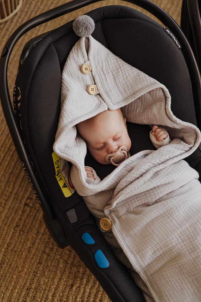 Muslin Wrap/Blanket For Car Seat Grey