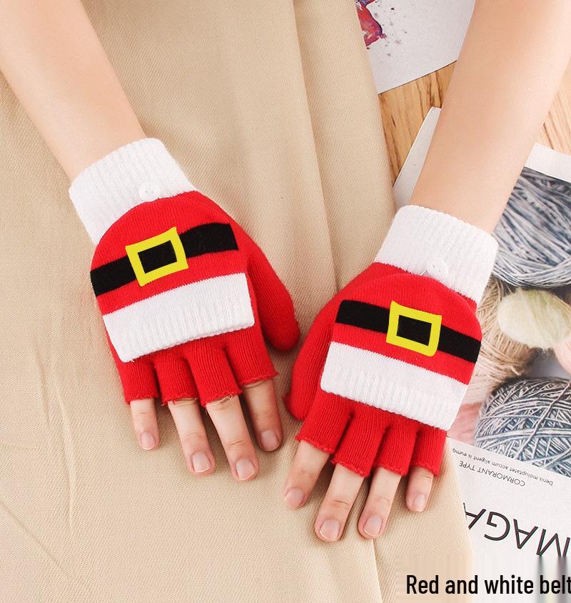 Женские зимние вязаные шерстяные перчатки без пальцев с откидным верхом - Милые, Теплые, Защищающие от холода