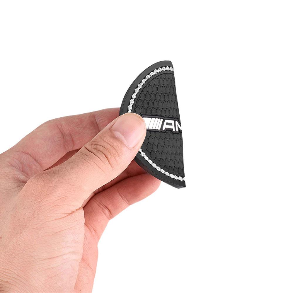 GLC GLB 1/2Pcs Non-slip Car Water Cup Pad Diamond Rhinestone Rubber Mat For Mercedes-Benz AMG W108 W124 W140 W168 W202 Car Acce