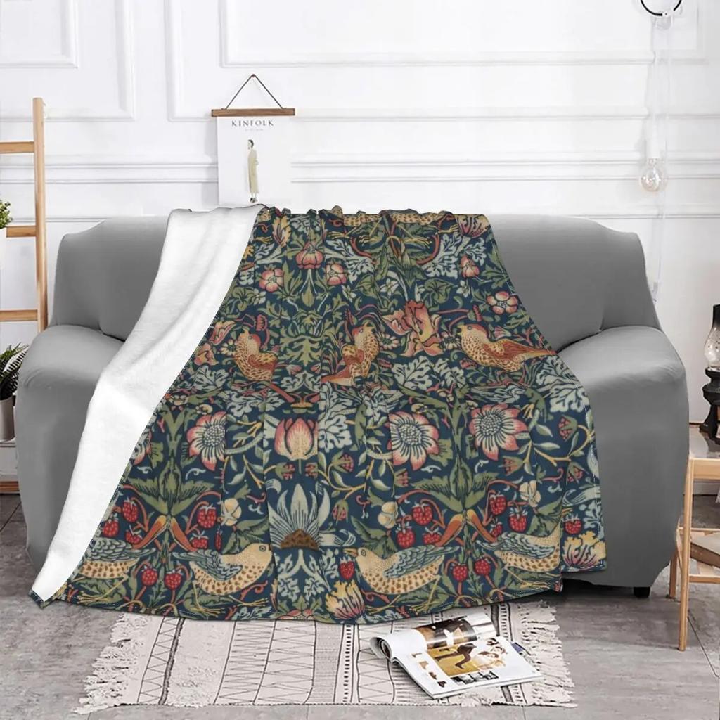 Винтажное одеяло William Morris с клубникой, бархатное ультра-мягкое одеяло на весну/осень для кровати, дорожное постельное белье, пледы