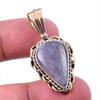 Natural Iolite Gemstone 925 Solid Sterling Silver Two Tone Pendant 1.50'' Q1Z44