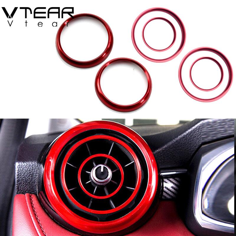 Vtear For MG ZS air outlet cover car-styling interior parts circle mouldings chrome AC frame trim decoration accessories auto WW29