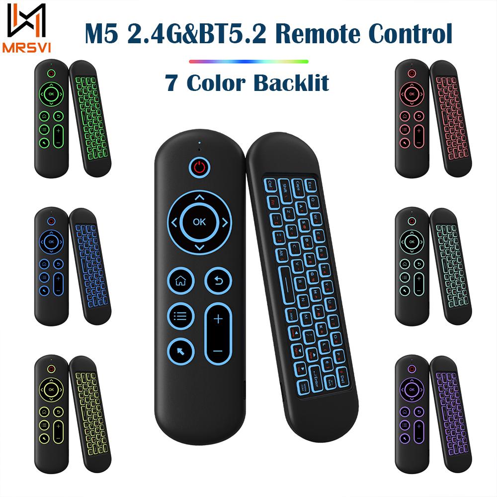 New M5 2.4G&BT5.2 Remote Control 7 Color Backlit Wireless Air Mouse Keyboard Android TV Box for Android Windows Mac Os Linux