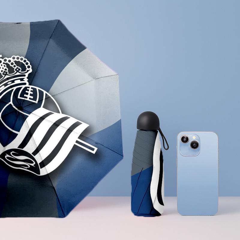 Real Sociedad FC Mini 5 Fold Pocket Umbrella Compact Lightweight Anti UV Rain Sun Protection Umbrella Portable Travel Umbrella