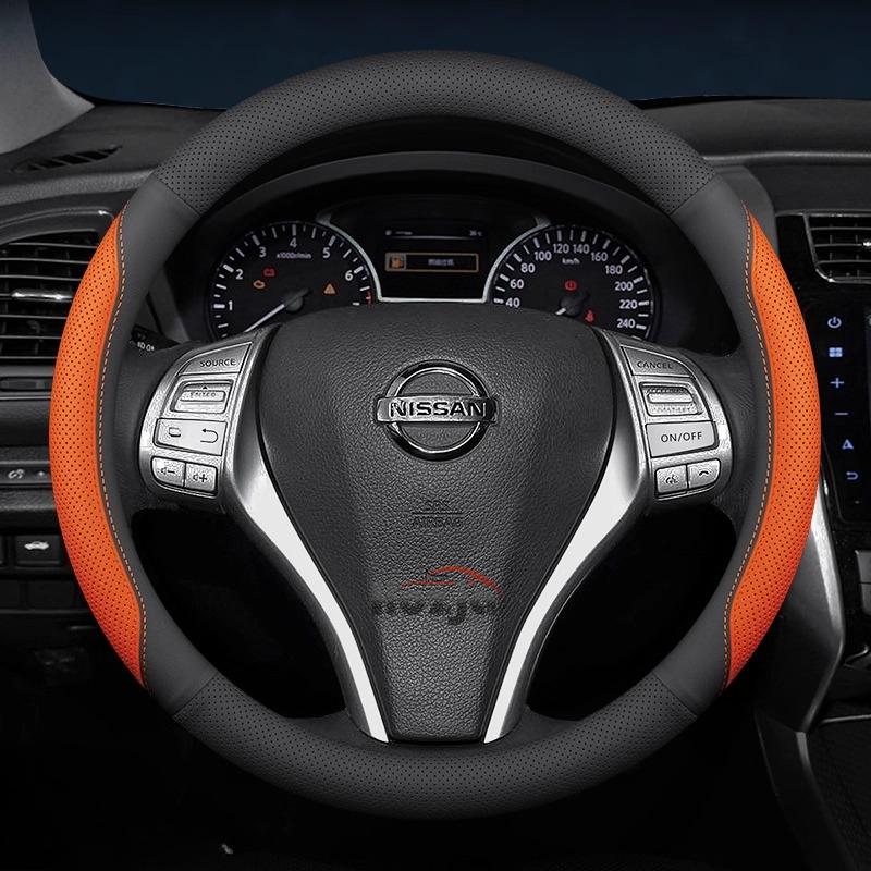 Leather Car Steering Wheel Cover for Nissan Patrol Tiida NP300 Frontier NV200 Navara Accessories