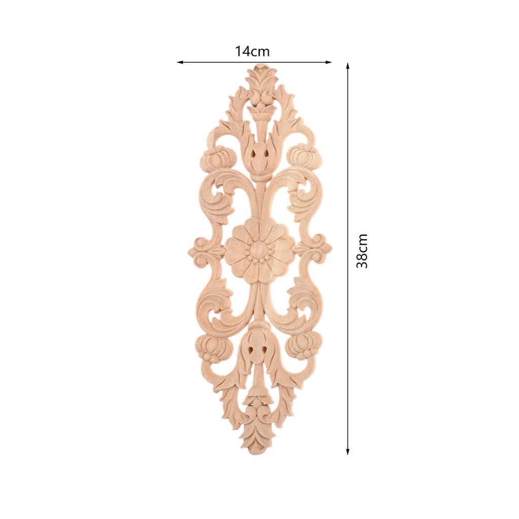 1PC 25/28/32/38cm Decorative Wood Appliques Unpainted Oak Carved Wave Flower Onlay Decal Corner Home Furniture Door Decor Crafts