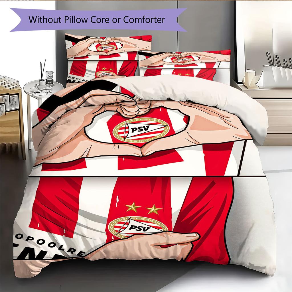 PSV Eindhoven Pattern Bedding Home Decoration Birthday Gift ( 1 duvet cover + 2 pillowcase, without core),fan merchandise.