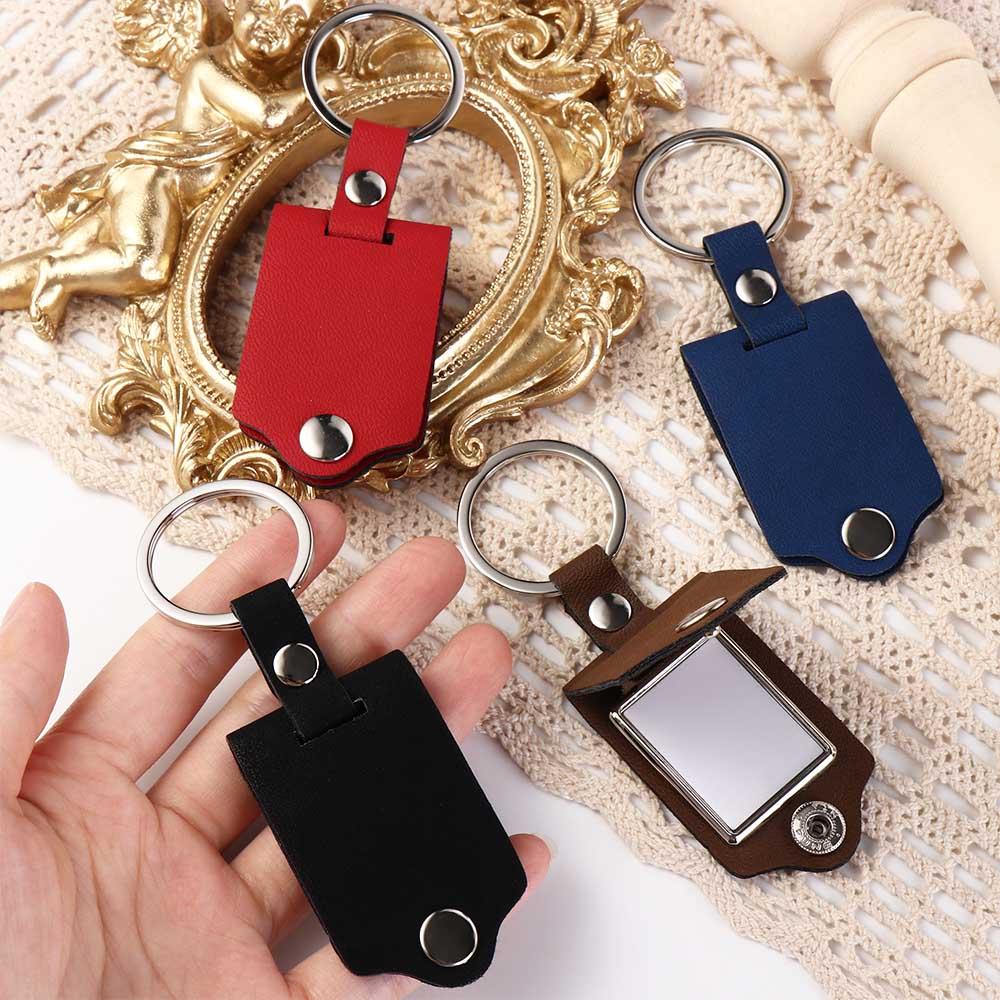 DIY Key Chains PU Leather Car Key Ring Rings Charm Bag Photo Keyring  Gifts