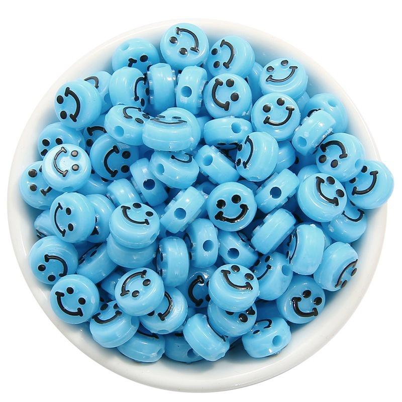 50/200 шт./лот 10 мм бусины со смайликами овальной формы акриловые разнесенные бусины для изготовления ювелирных изделий DIY подвески браслет ожерелье