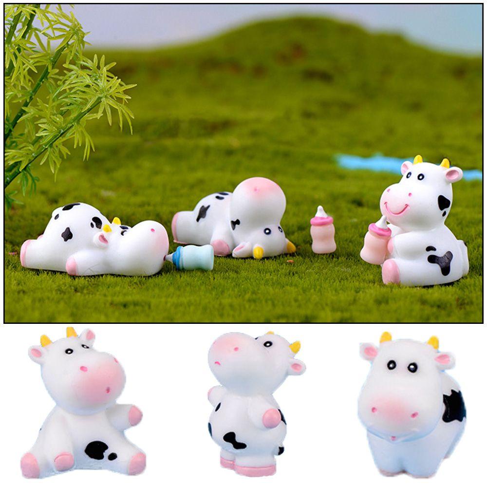 Fairy Garden Micro Landscape Animal Model Little Statue Cow Figurines Miniature Dairy Cattle