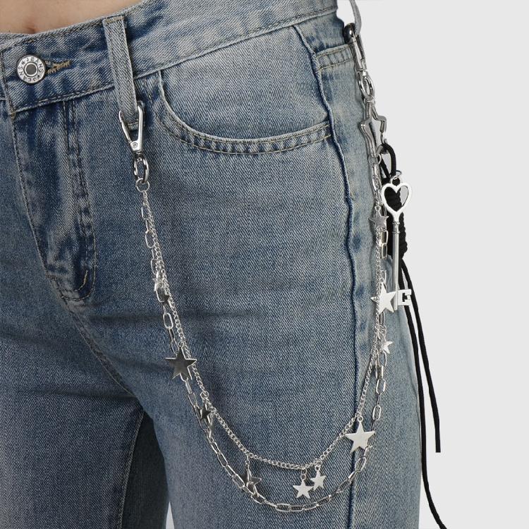 Цепочка на пояс для брюк Сердце Металлическая для Унисекс Egirl Eboy Джинсы Панк Эстетика Цепь