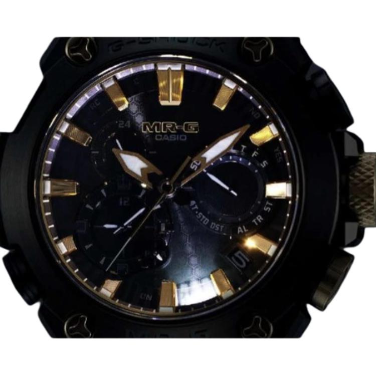 Casio MRG B2000 Водонепроницаемые 200м Солнечный Кварцевый Механизм Резиновый Ремешок Часы Мужские Часы Черный Циферблат MRG-B2000RG-3A