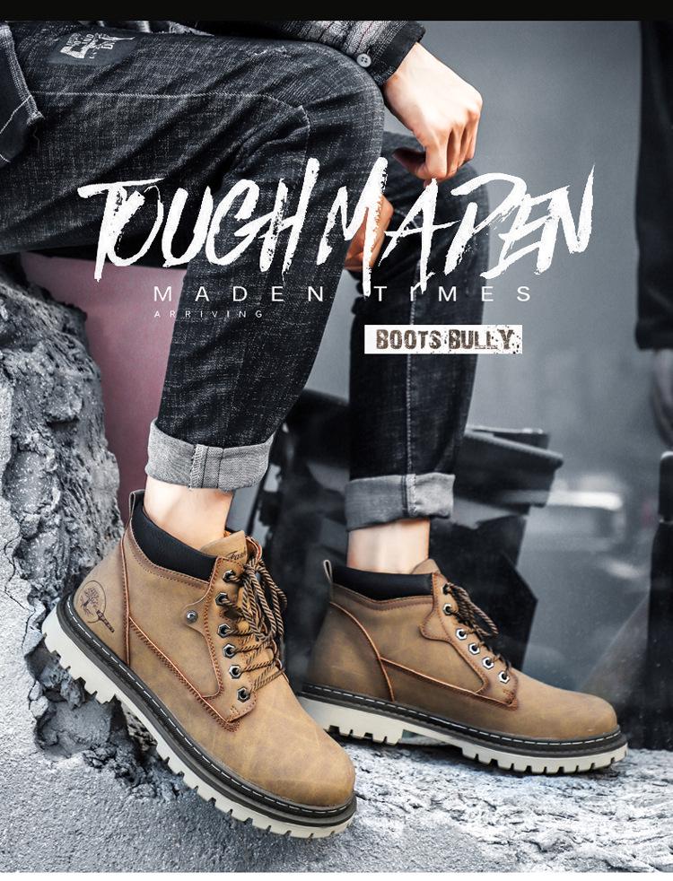 Men's Trendy Mid-Cut Autumn Work Boots - British Style Martin Boots