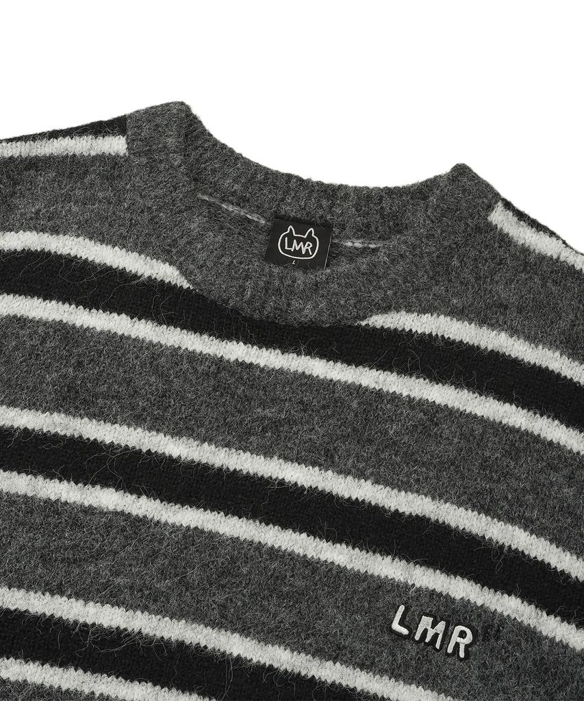 LMR Hairy Stripe Pullover Knit Dark Grey