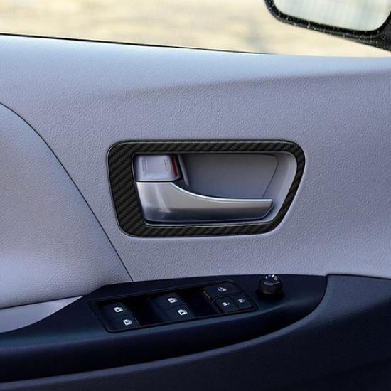 2Pcs Carbon Fiber Interior Front Door Handle Cover Trim For Toyota Sienna