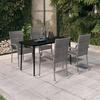 VidaXL 5-piece Garden Dining Set Grey and Black, 37.88 Kg