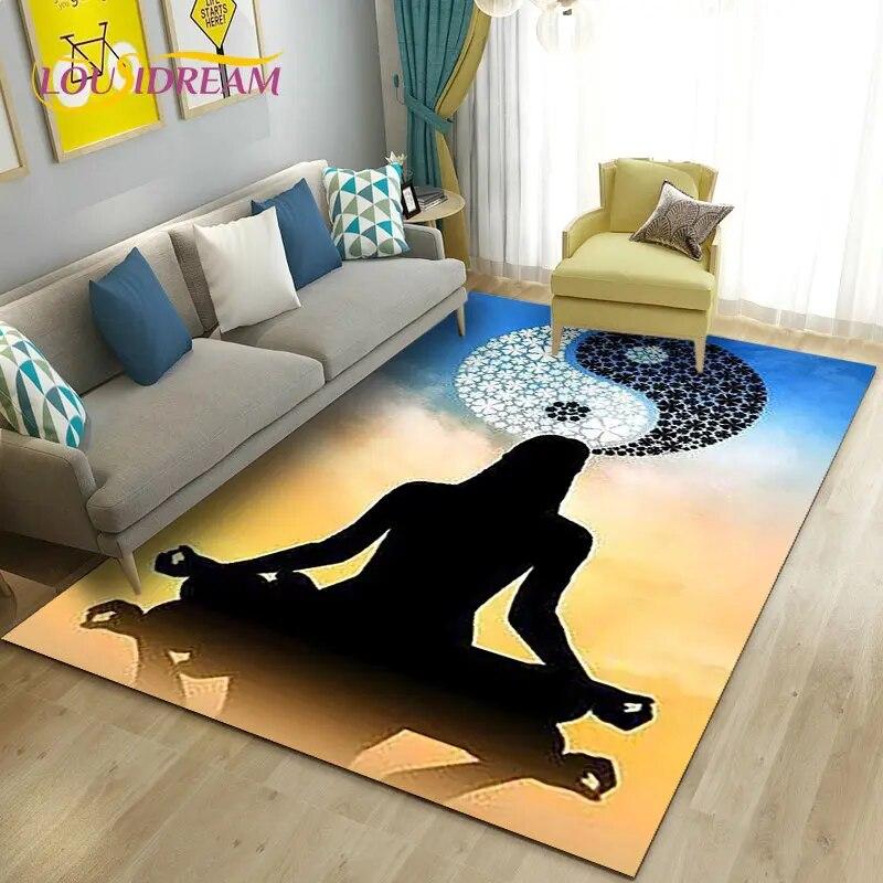 Радуга 7 Чакра Мандала Богемия Коврик, Коврик для гостиной Спальня Диван Коврик Украшение, Нескользящий коврик для йоги