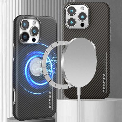 Роскошный магнитный чехол для iPhone 16Pro Max из углеродного волокна, совместимый с прочным и долговечным чехлом Mag-Safe для iPhone 16, 15, 14, 13, 12 Pro MAX, защита от падений