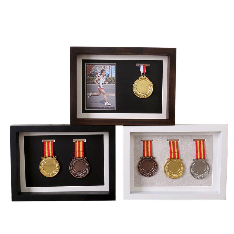 Solid Wood Medal and Certificate Display Rack with Photo Frame