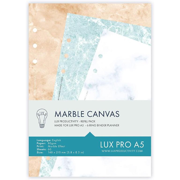 LUX PRO A5: Binder Dividers – LUX Productivity Refill Pack - Planner Page erts - Compatible with the LUX PRO A5 6-Ring Binder Organizer