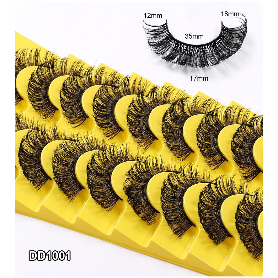 10 Pairs Natural False Eyelashes Curl Russian Volumes 3D Fluffy Mink Reusable Fake Lashes Flexible Extensions Faux Cils