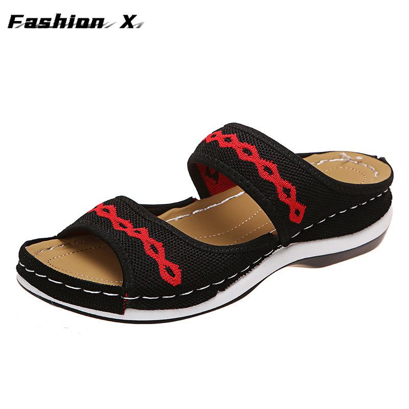 Women Sandals Breathable Mesh Summer Shoes For Women Low Heels Sandalias Beach Slippers Sandals