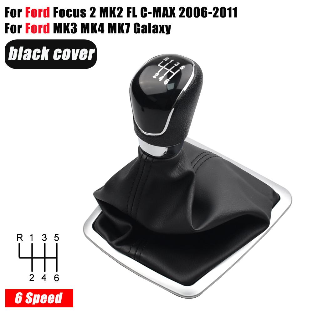 Gear Shifter Knob Lever Manual 5 6 Speed Galaxy PU Leather Dustproof Cover For Ford Focus 2 Mondeo MK2 FL C-MAX MK3 MK4 MK7