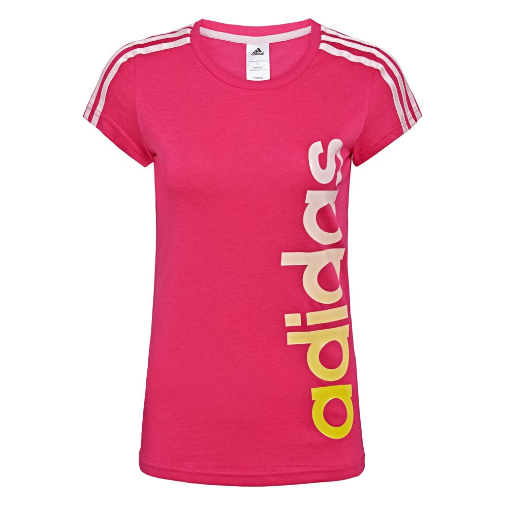 adidas Футболка с коротким рукавом и логотипом для активного отдыха, повседневная, с круглым вырезом, с принтом логотипа, женская, красная AP5907