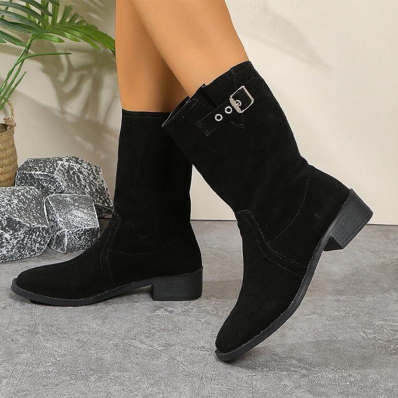 Women Suede High Boots Heels Shoes Winter New Fashion Walking Shoes Women 2024 Trend Snow Boots Cozy Dress Mujer Chelsea Botas