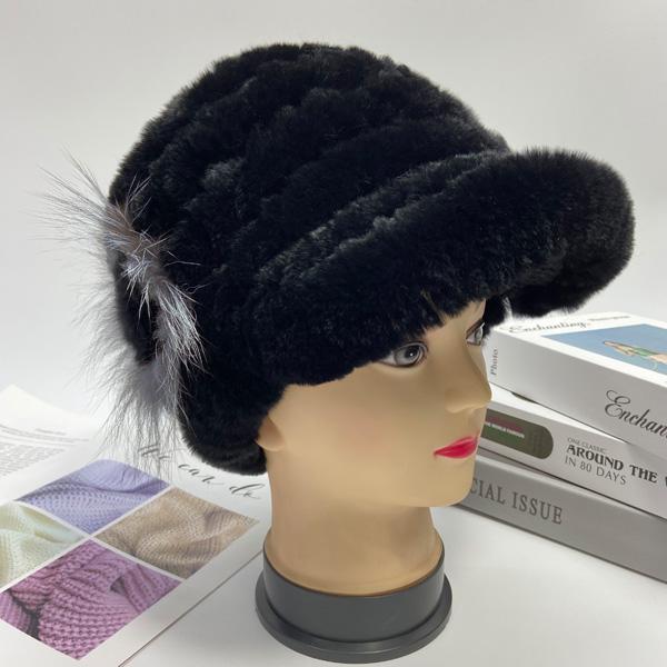 Зимние шапки из кроличьего меха для женщин, шапки из натурального меха рекса с цветочным принтом, эластичные шапки, теплая модная женская снежная шапка LQ11205