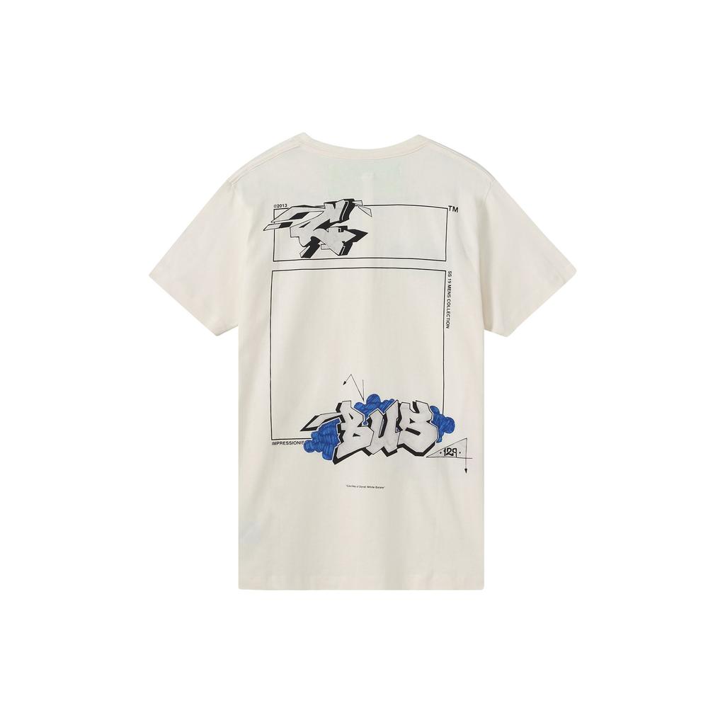 Off-White Футболка с коротким рукавом с принтом граффити, мужские топы, белая OMAA027R191850060288
